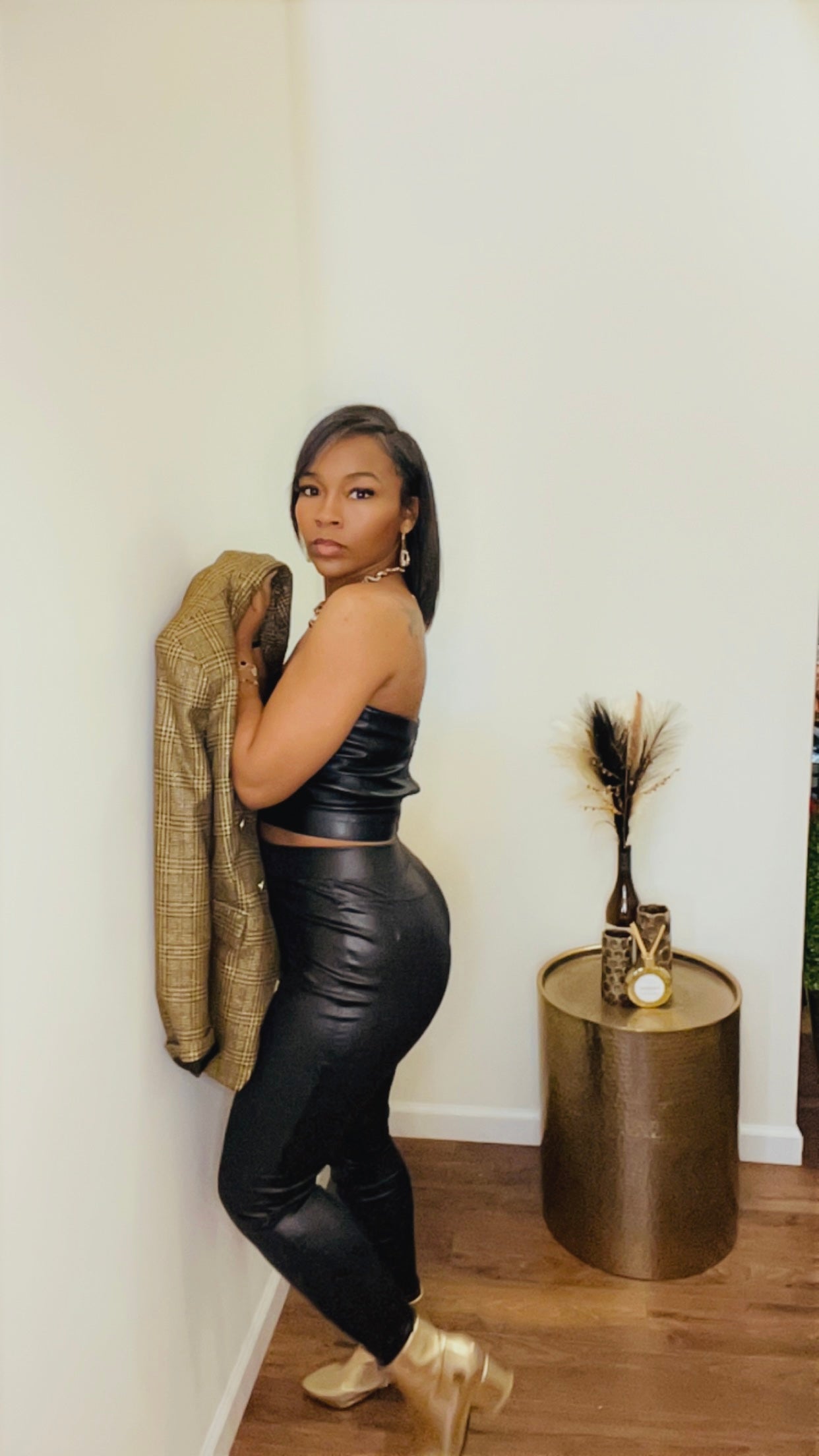 Black Vegan Leather Leggings