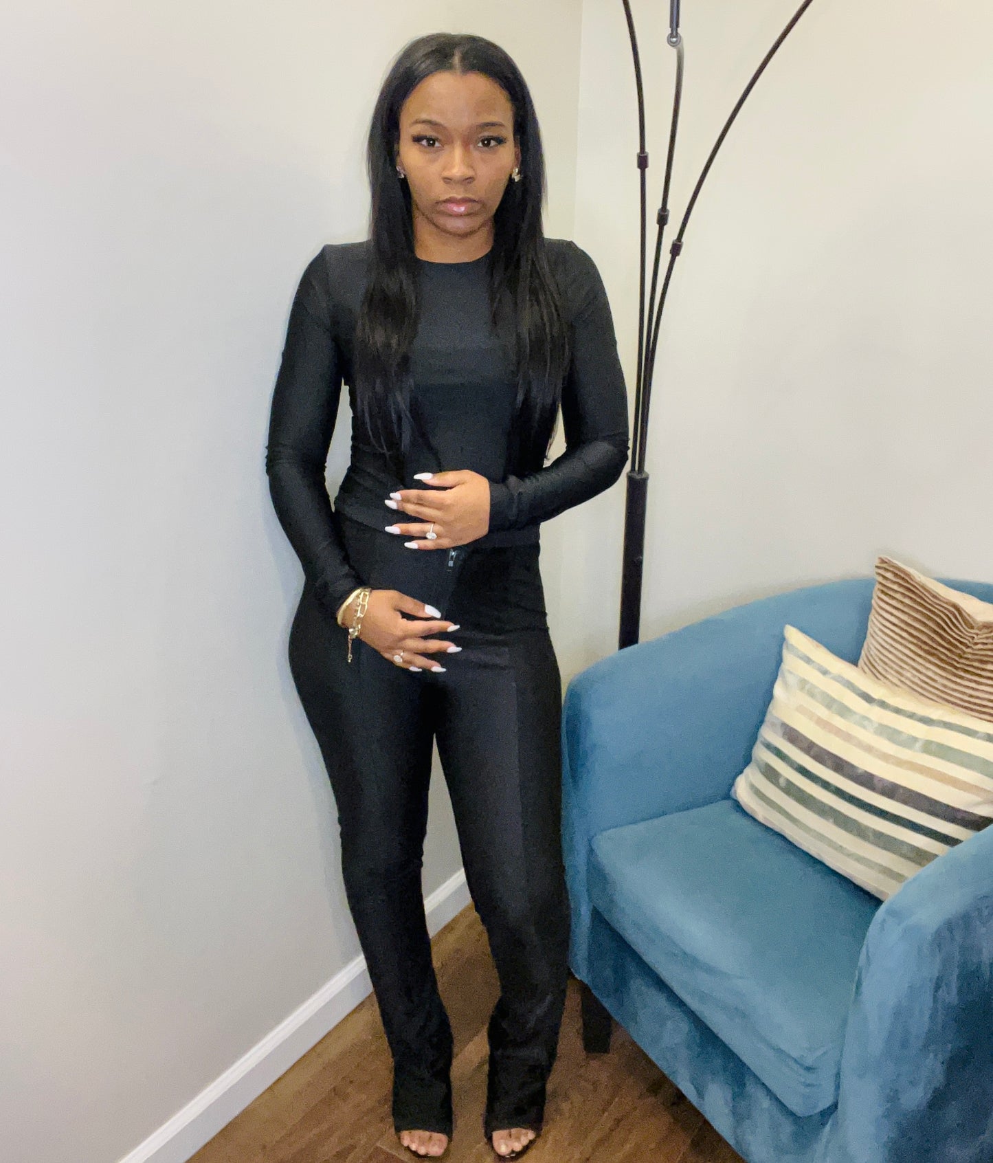 Slim Black Pants Set