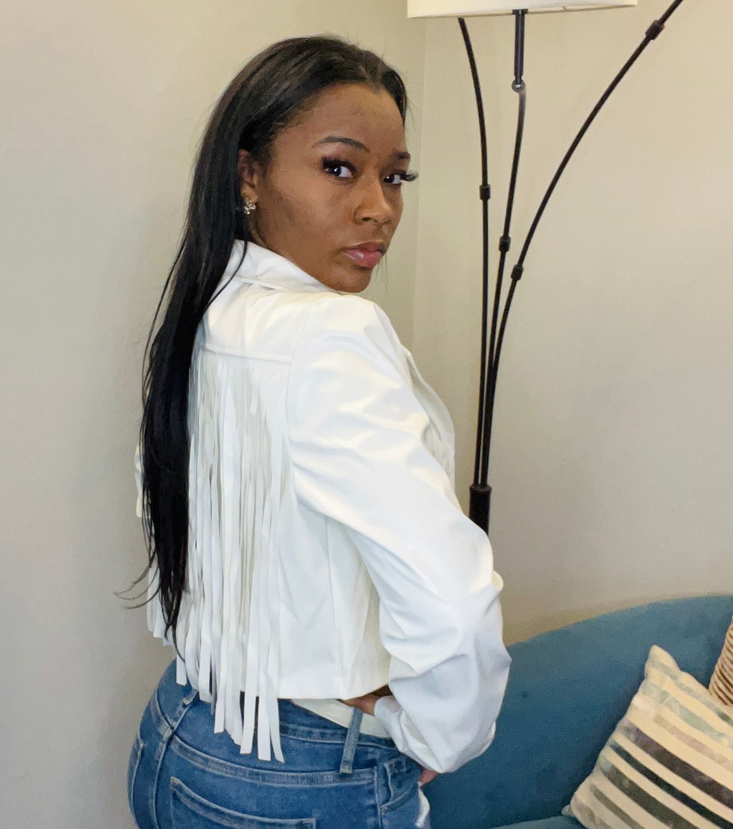 White Tassel Crop Jacket