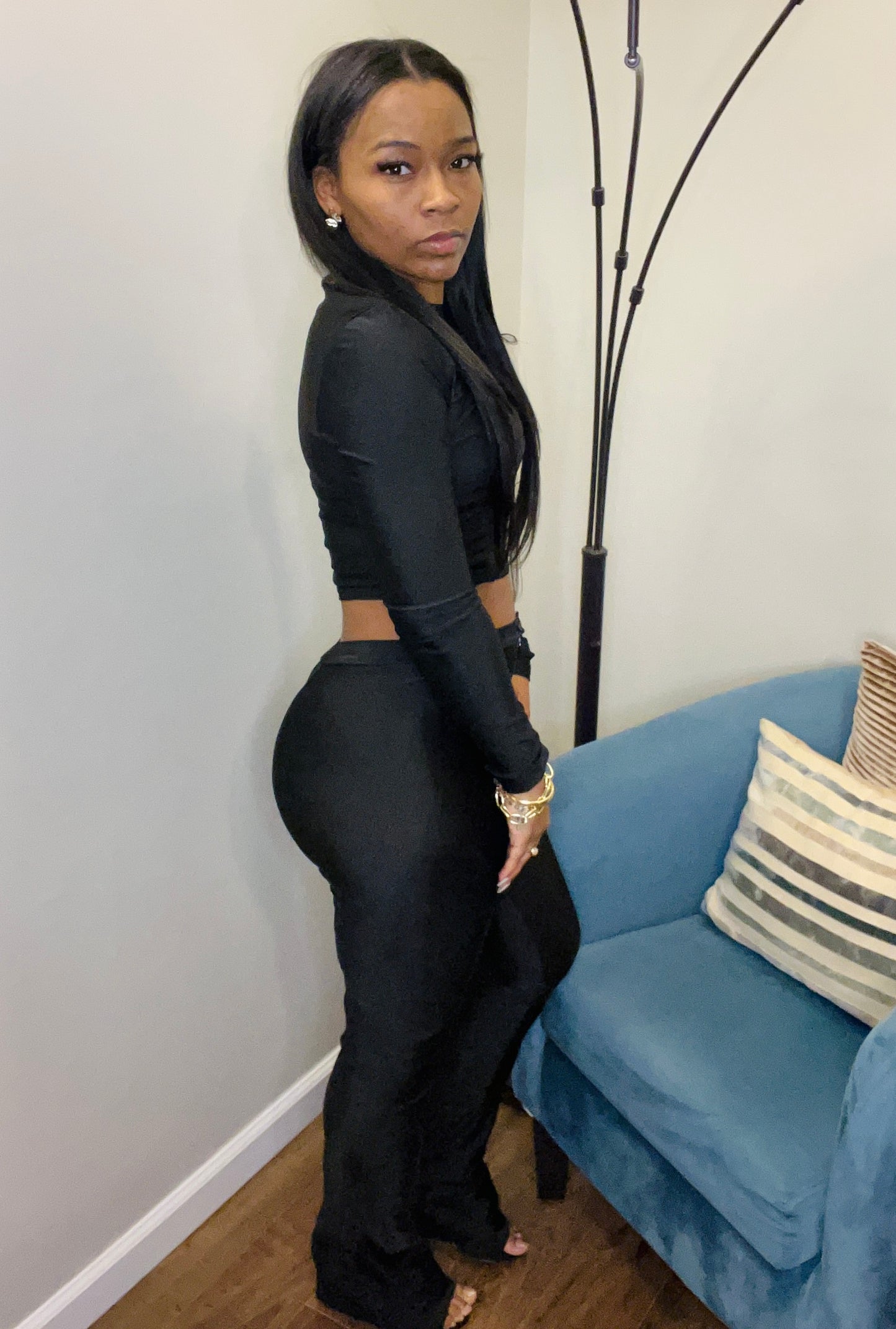 Slim Black Pants Set