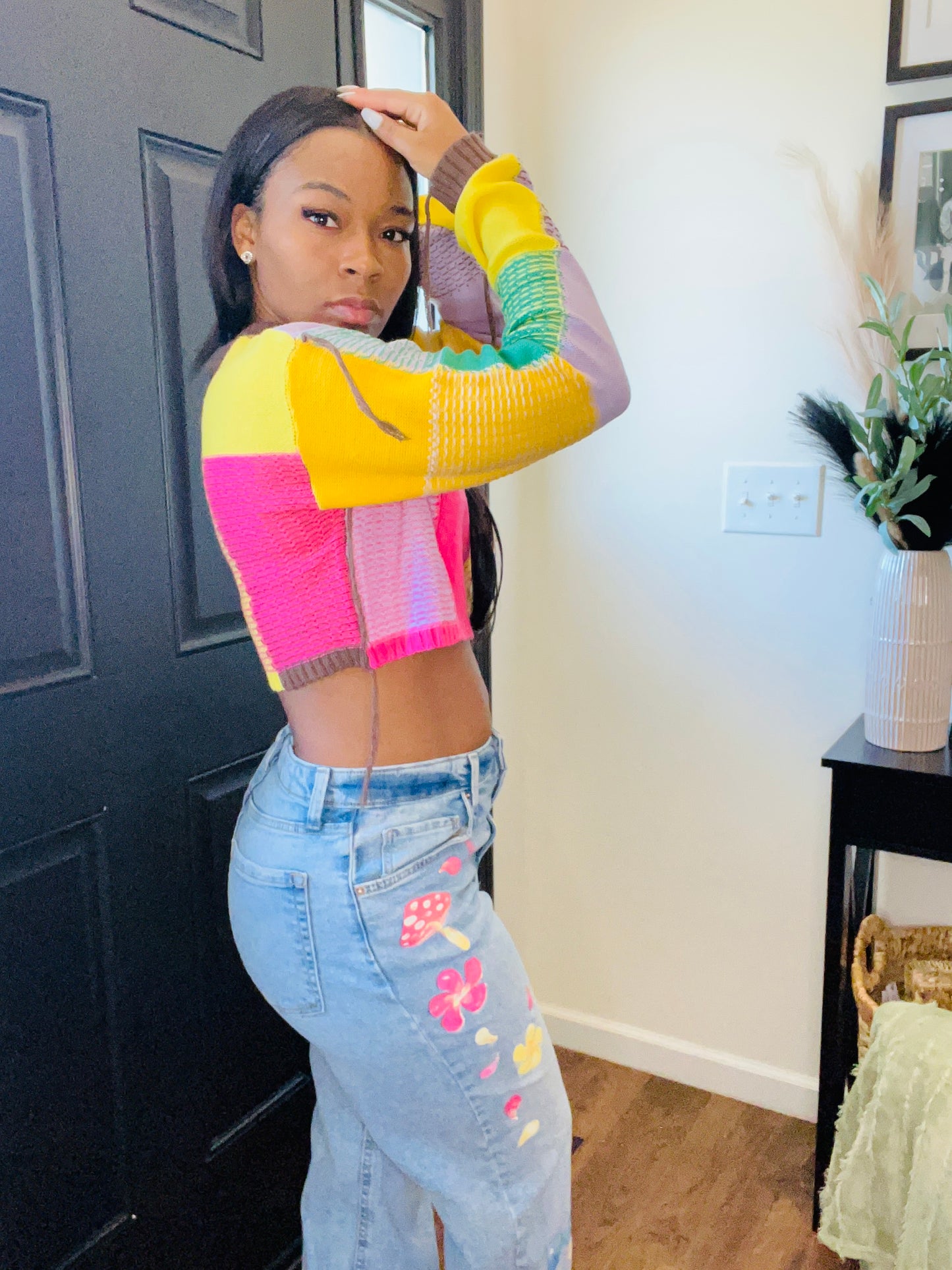 Multi Color Crop Sweater