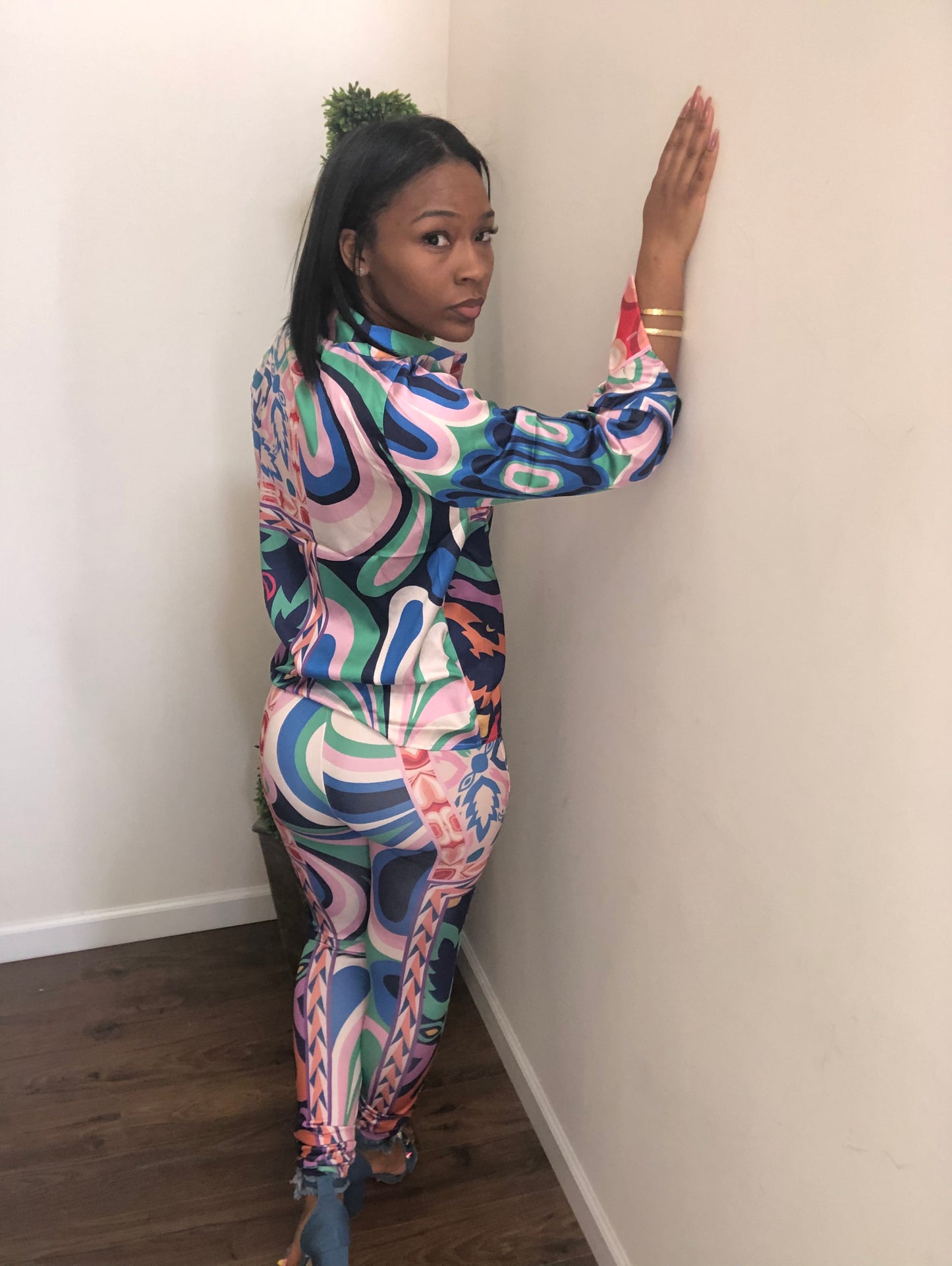 Multi Blue Pants Set