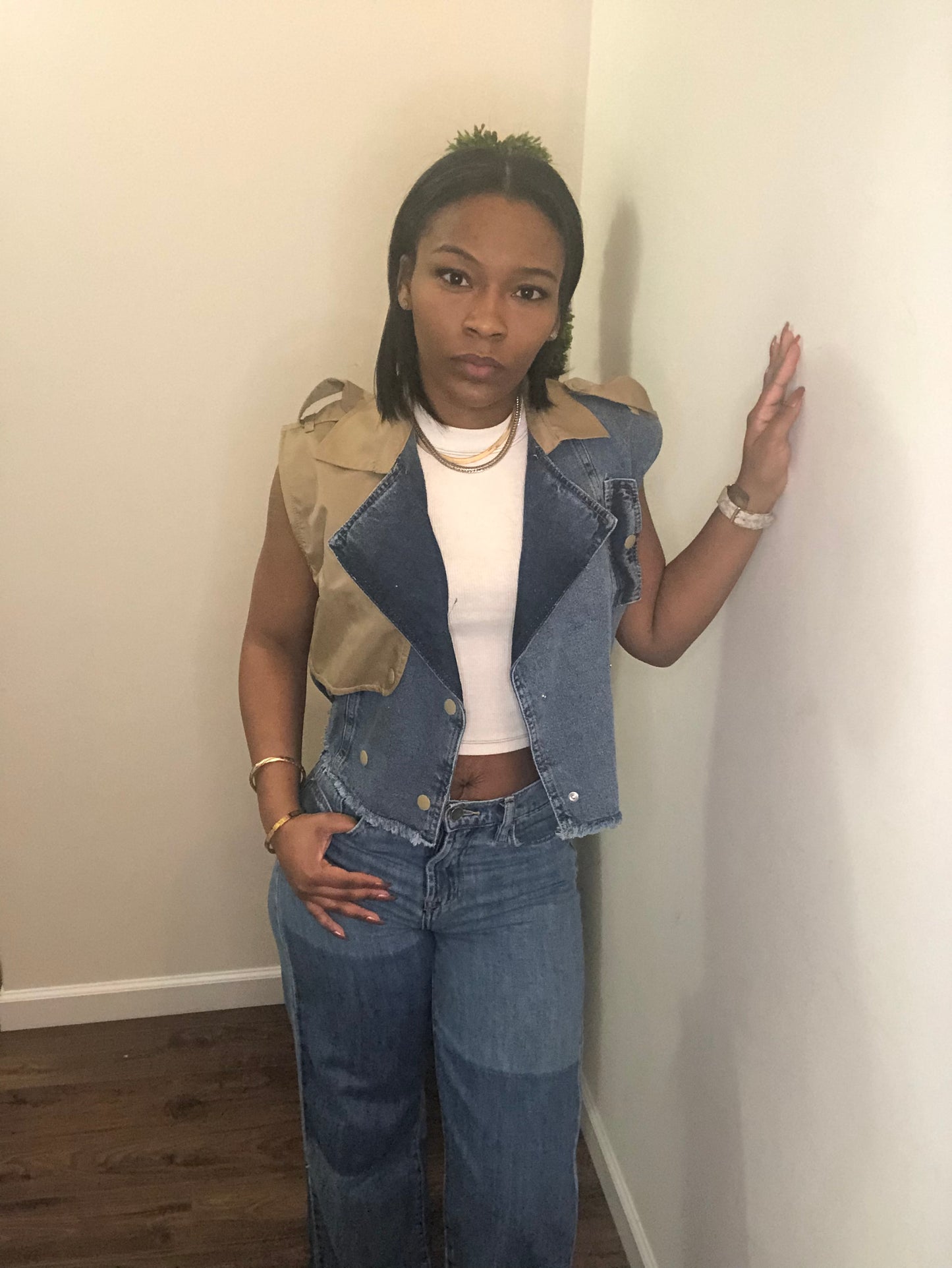 Denim Khaki Shirt Vest