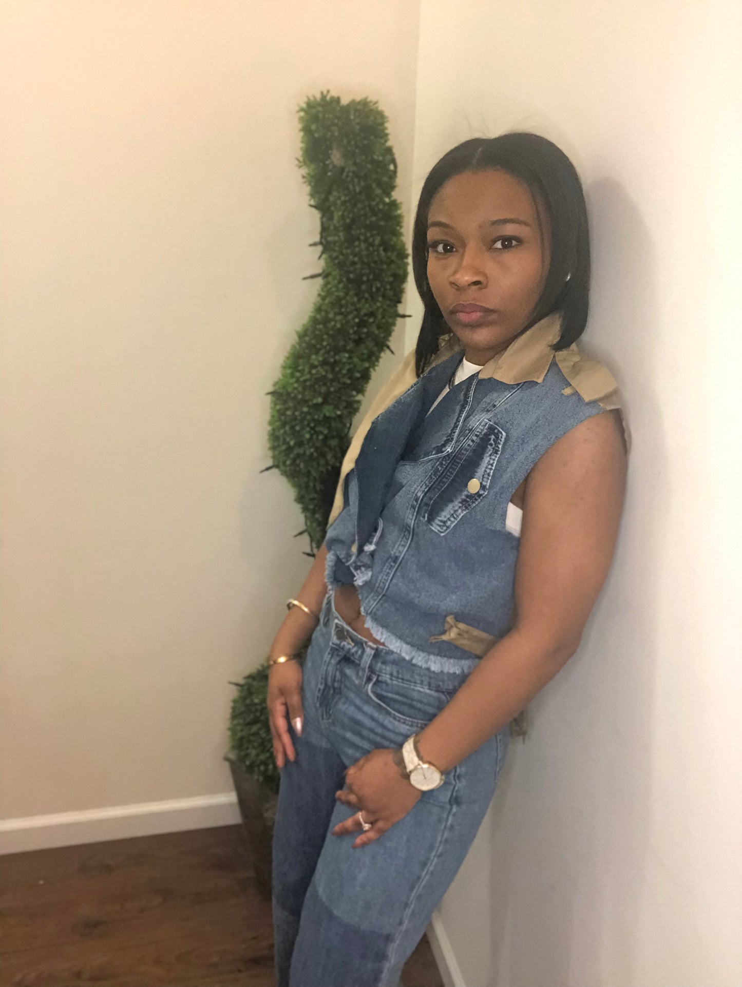 Denim Khaki Shirt Vest